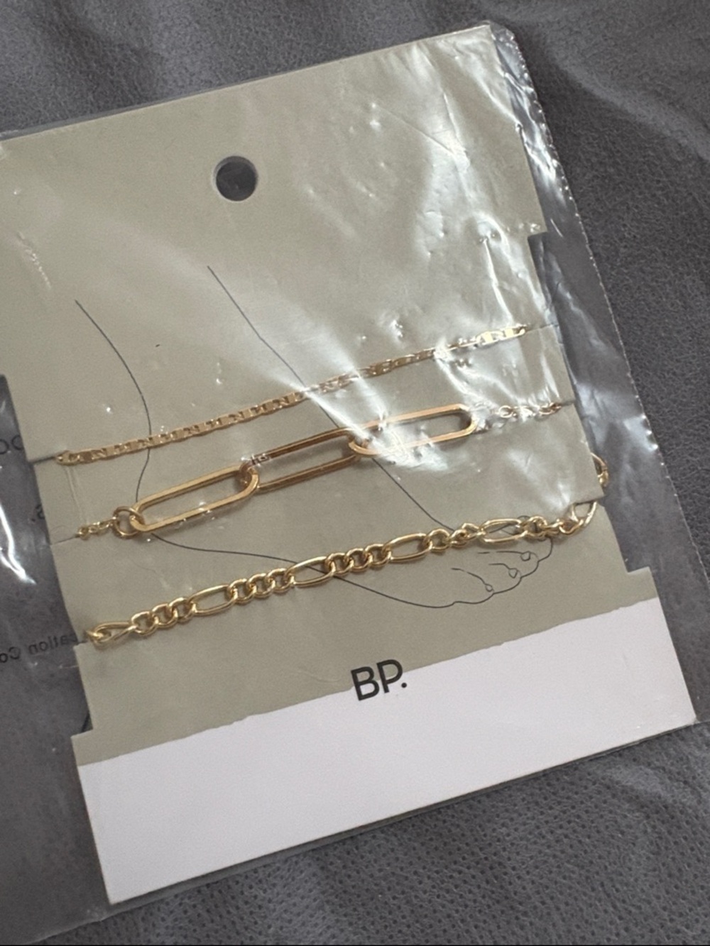 BP Gold-Tone Triple Chain Ankle Bracelet Set NEW in Package!
